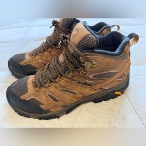 $169 Merrell Moab Vibram Waterproof Mid Hiking Work Boots 10